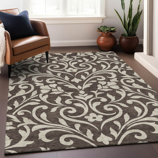 Piper Looms Chantille Floral ACN875 Chocolate Machine Washable Area Rug Lifestyle Image Feature