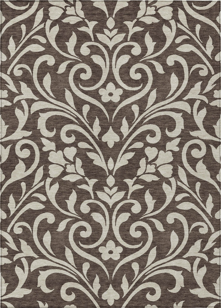 Piper Looms Chantille Floral ACN875 Chocolate Machine Washable Area Rug main image