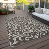 Piper Looms Chantille Floral ACN875 Chocolate Machine Washable Area Rug Outdoor Lifestyle Image Feature