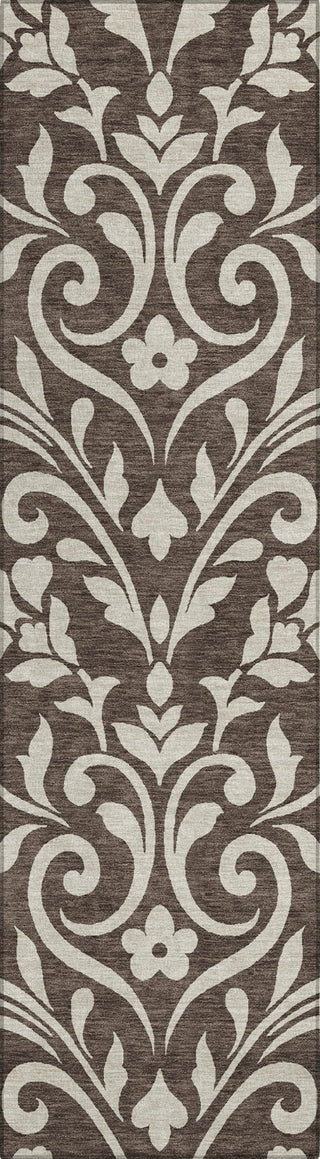 Piper Looms Chantille Floral ACN875 Chocolate Machine Washable Area Rug Runner Main Image