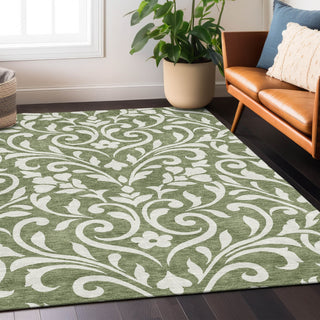 Piper Looms Chantille Floral ACN875 Fern Machine Washable Area Rug Lifestyle Image Feature