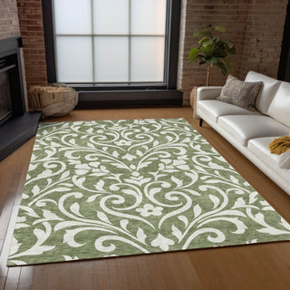 Piper Looms Chantille Floral ACN875 Fern Machine Washable Area Rug Lifestyle Image Feature