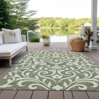 Piper Looms Chantille Floral ACN875 Fern Machine Washable Area Rug Outdoor Lifestyle Image Feature