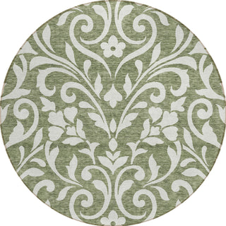 Piper Looms Chantille Floral ACN875 Fern Machine Washable Area Rug Round Main Image