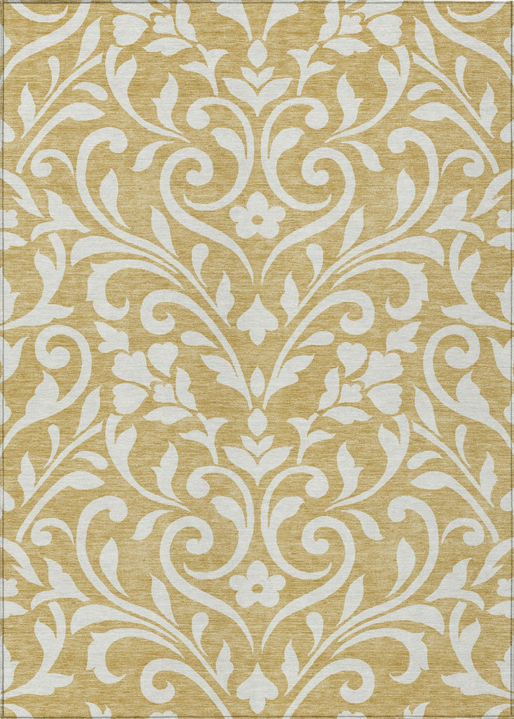 Piper Looms Chantille Floral ACN875 Gold Machine Washable Area Rug main image