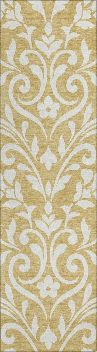 Piper Looms Chantille Floral ACN875 Gold Machine Washable Area Rug Runner Main Image