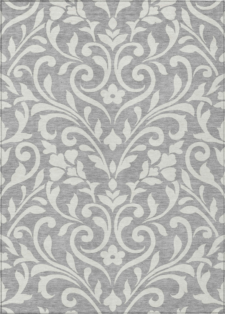 Piper Looms Chantille Floral ACN875 Gray Machine Washable Area Rug main image