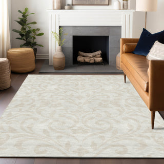 Piper Looms Chantille Floral ACN875 Ivory Machine Washable Area Rug Lifestyle Image Feature