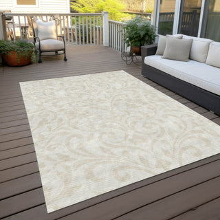 Piper Looms Chantille Floral ACN875 Ivory Machine Washable Area Rug Outdoor Lifestyle Image Feature
