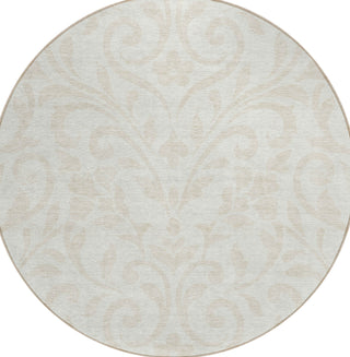 Piper Looms Chantille Floral ACN875 Ivory Machine Washable Area Rug Round Main Image