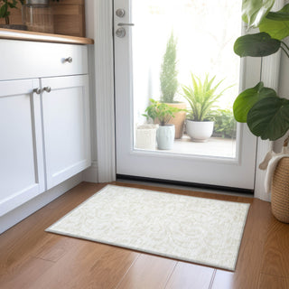 Piper Looms Chantille Floral ACN875 Ivory Machine Washable Area Rug Scatter Lifestyle Image Feature