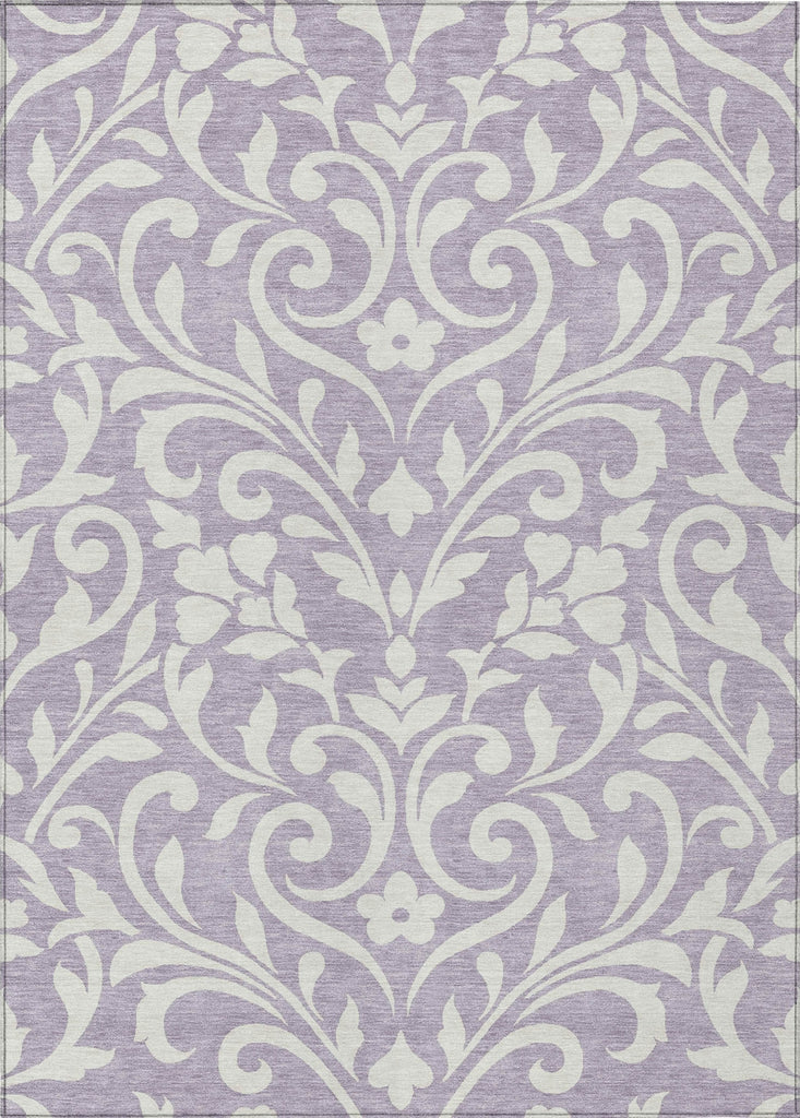Piper Looms Chantille Floral ACN875 Lavender Machine Washable Area Rug main image