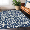Piper Looms Chantille Floral ACN875 Navy Machine Washable Area Rug Lifestyle Image Feature