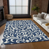 Piper Looms Chantille Floral ACN875 Navy Machine Washable Area Rug Lifestyle Image Feature