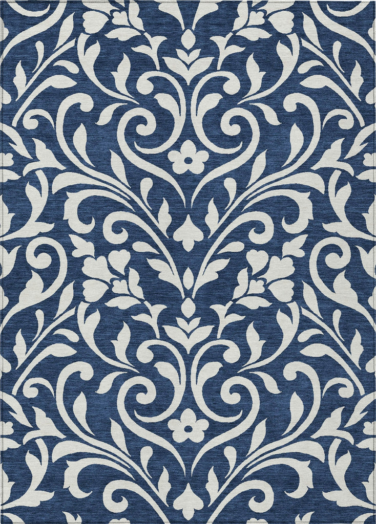 Piper Looms Chantille Floral ACN875 Navy Machine Washable Area Rug main image