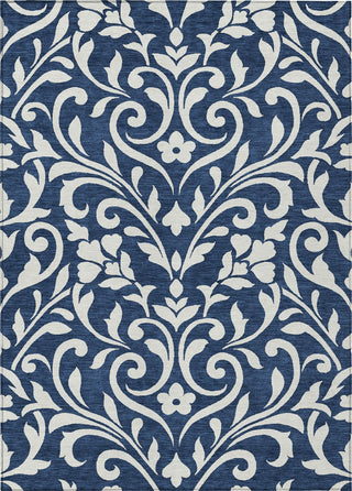 Piper Looms Chantille Floral ACN875 Navy Machine Washable Area Rug main image