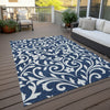 Piper Looms Chantille Floral ACN875 Navy Machine Washable Area Rug Outdoor Lifestyle Image Feature
