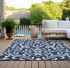 Piper Looms Chantille Floral ACN875 Navy Machine Washable Area Rug Outdoor Lifestyle Image Feature