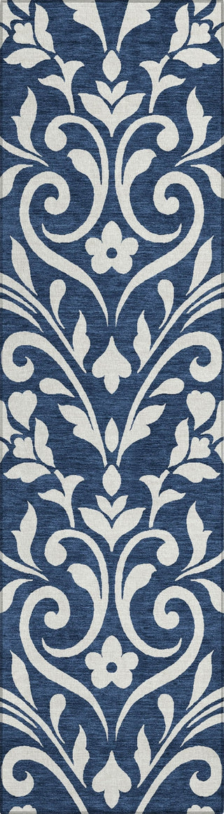 Piper Looms Chantille Floral ACN875 Navy Machine Washable Area Rug Runner Main Image