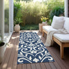 Piper Looms Chantille Floral ACN875 Navy Machine Washable Area Rug Runner Outdoor Lifestyle Image Feature