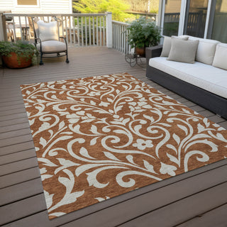 Piper Looms Chantille Floral ACN875 Paprika Machine Washable Area Rug Outdoor Lifestyle Image Feature