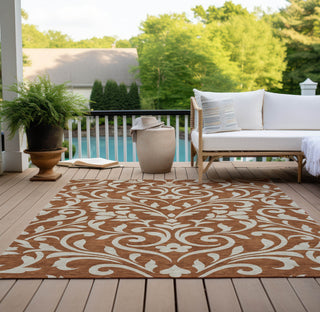Piper Looms Chantille Floral ACN875 Paprika Machine Washable Area Rug Outdoor Lifestyle Image Feature