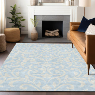 Piper Looms Chantille Floral ACN875 Sky Machine Washable Area Rug Lifestyle Image Feature