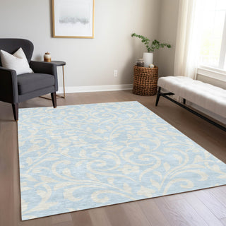 Piper Looms Chantille Floral ACN875 Sky Machine Washable Area Rug Lifestyle Image Feature