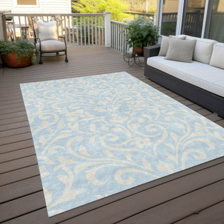 Piper Looms Chantille Floral ACN875 Sky Machine Washable Area Rug Outdoor Lifestyle Image Feature