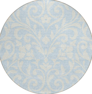 Piper Looms Chantille Floral ACN875 Sky Machine Washable Area Rug Round Main Image