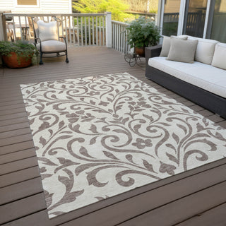 Piper Looms Chantille Floral ACN875 Taupe Machine Washable Area Rug Outdoor Lifestyle Image Feature