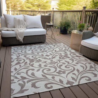 Piper Looms Chantille Floral ACN875 Taupe Machine Washable Area Rug Outdoor Lifestyle Image Feature