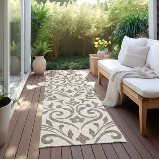Piper Looms Chantille Floral ACN875 Taupe Machine Washable Area Rug Runner Outdoor Lifestyle Image Feature