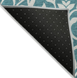 Piper Looms Chantille Floral ACN875 Teal Machine Washable Area Rug Backing Image