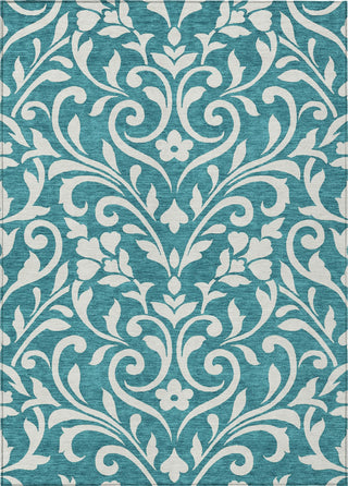 Piper Looms Chantille Floral ACN875 Teal Machine Washable Area Rug main image