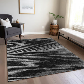 Piper Looms Chantille Modern ACN876 Black Machine Washable Area Rug Lifestyle Image Feature