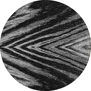 Piper Looms Chantille Modern ACN876 Black Machine Washable Area Rug Round Main Image