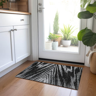 Piper Looms Chantille Modern ACN876 Black Machine Washable Area Rug Scatter Lifestyle Image Feature