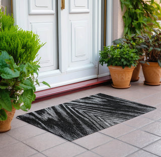 Piper Looms Chantille Modern ACN876 Black Machine Washable Area Rug Scatter Outdoor Lifestyle Image Feature