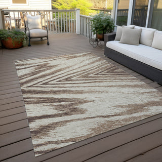 Piper Looms Chantille Modern ACN876 Brown Machine Washable Area Rug Outdoor Lifestyle Image Feature