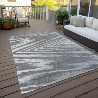Piper Looms Chantille Modern ACN876 Gray Machine Washable Area Rug Outdoor Lifestyle Image Feature