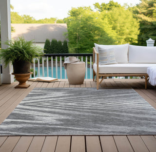 Piper Looms Chantille Modern ACN876 Gray Machine Washable Area Rug Outdoor Lifestyle Image Feature