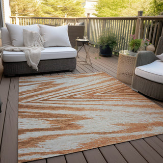 Piper Looms Chantille Modern ACN876 Paprika Machine Washable Area Rug Outdoor Lifestyle Image Feature