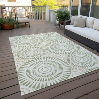 Piper Looms Chantille Circles ACN877 Aloe Machine Washable Area Rug Outdoor Lifestyle Image Feature