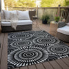 Piper Looms Chantille Circles ACN877 Black Machine Washable Area Rug Outdoor Lifestyle Image Feature