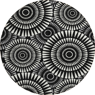 Piper Looms Chantille Circles ACN877 Black Machine Washable Area Rug Round Main Image
