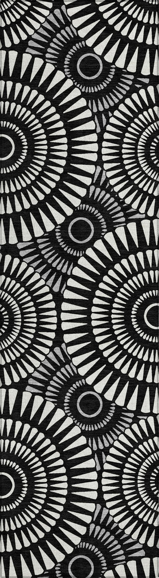 Piper Looms Chantille Circles ACN877 Black Machine Washable Area Rug Runner Main Image