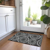 Piper Looms Chantille Circles ACN877 Black Machine Washable Area Rug Scatter Lifestyle Image Feature
