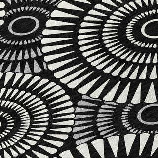 Piper Looms Chantille Circles ACN877 Black Machine Washable Area Rug Swatch Image