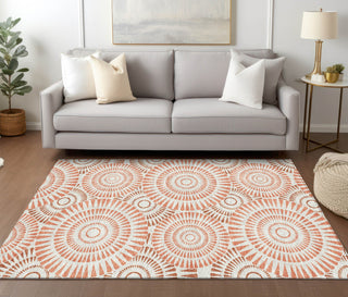 Piper Looms Chantille Circles ACN877 Coral Machine Washable Area Rug Lifestyle Image Feature